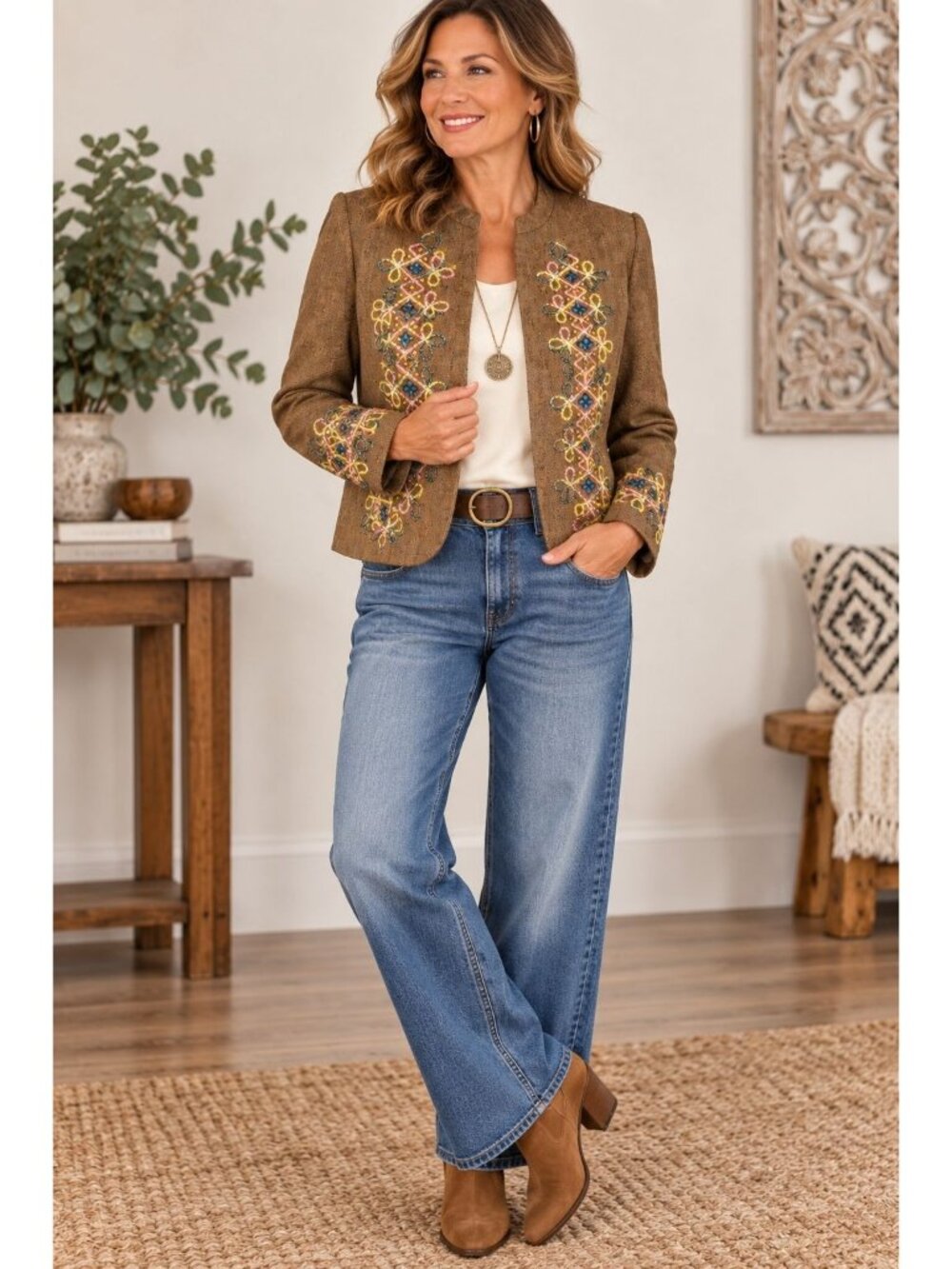 Jacket Cropped Vintage Funky Matador Boho Artsy Embroidered Unique Womens Size M